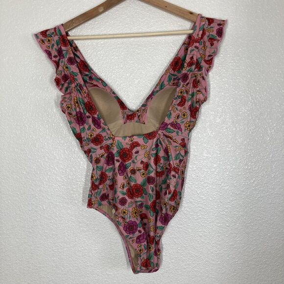 Summersalt Ruffle Floral One Piece Swimsuit Womens 2 Pink Backflip - Picture 7 of 16